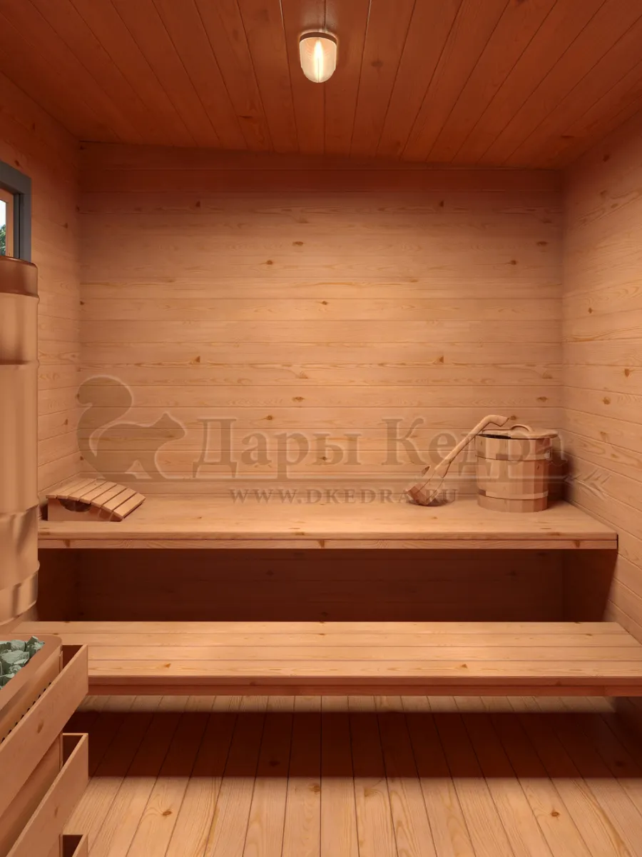 Каркасно-щитовая баня из кедра «Мега» с верандой